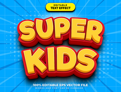 Super Kids 3D Text Effect Style graphic style super kids text effect vector