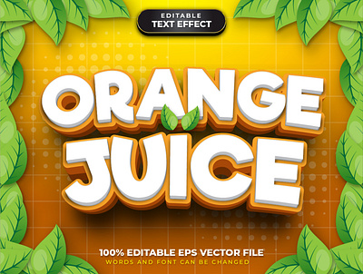 Orang Juice 3D Text Effect Style editable effect editable font editable text font effect font effect mockup graphic style illustration text effect vector