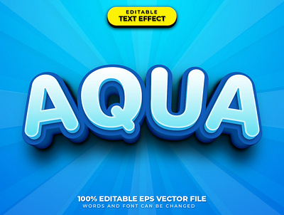 Aqua 3D Text Effect Style aquatic editable font editable text font effect font effect mockup graphic style text effect vector