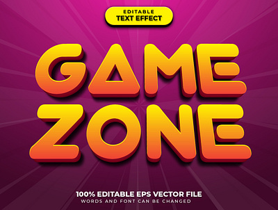 Game Zone 3D Text Effect Style child editable font editable text font effect font effect mockup font style fun game zone graphic style kid play playground text effect vector