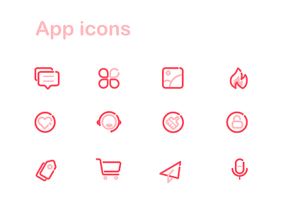 APP ICONS icons like message picture pink shopping