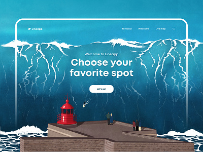 Nazaré. Big wave surfing art design illustration ipadproart lighthouse procreate surfing ui water wave web