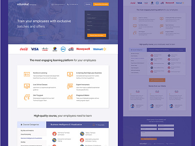 Landing page for Edureka For Business landing page design ui design user interface design