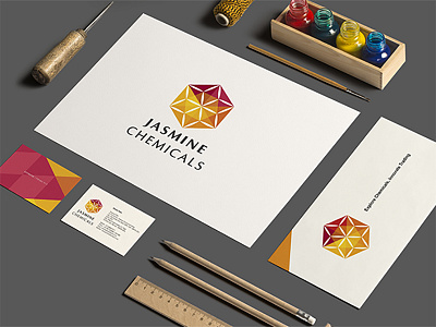 Print Design for Jasmine chemicals brand identity branding graphic design logo