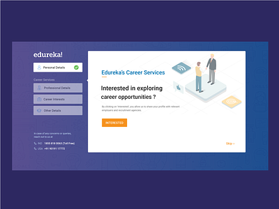 Onboarding Screen for career services