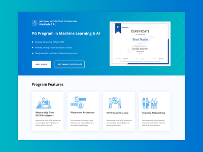 Certificate Section in Edureka's PGP Landing Page