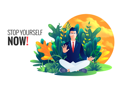 Corporate Yoga businessman concept illustration corporate guy design digital art digital artwork illustration meditation poster design typography vector vector art vector illustration yoga