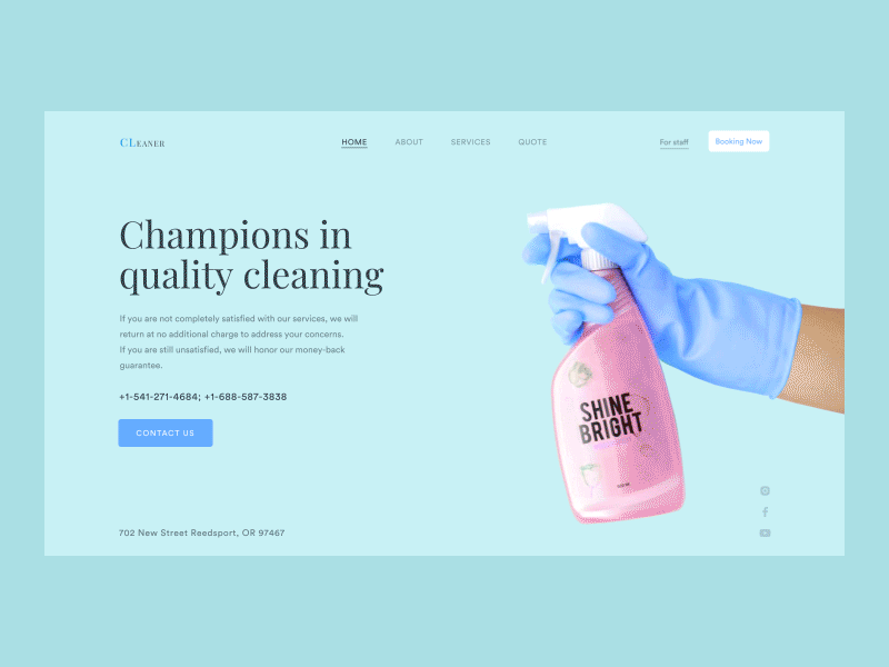 Cleaning company web animation after effects clean clean design cleaning company design motion ui ux webdesign website