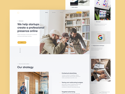 Startup assistant Web business clean clear landingpage light startup ui ux webdesign website white yellow