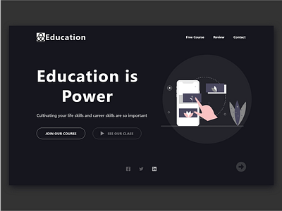 Online Education System Minimalist UI Design app dark ui education education website educational hero banner product page webdesign website