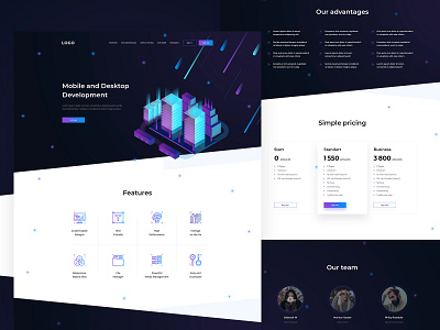 Software Development Landing - Concept clean concept dark design development isometric landing landing page one page product software ui ux web