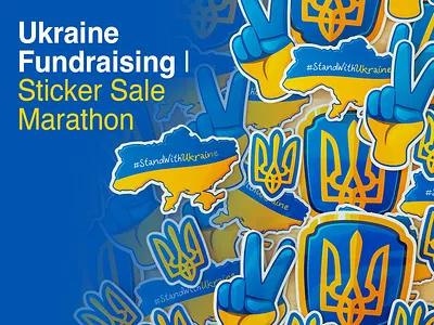 Ukraine Fundraising | Sticker Sale Marathon coat of arms stand with ukraine sticker design stickers tryzub ukraine ukrainian symbol