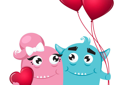 Monsters In Love baloons cute cute monsters in love monsters valentine valentines day vector
