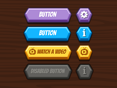 Buttons set 3d button active button disabled game ui polygon ui vector