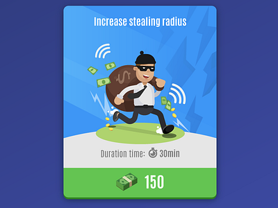 Special ability: Increase stealing radius character design game ui manager money back player card robber thief