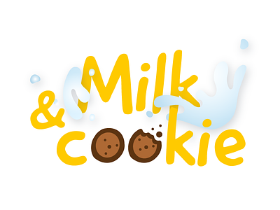 Milk & Cookie cookie food logo design milk restaurant yellow yummy