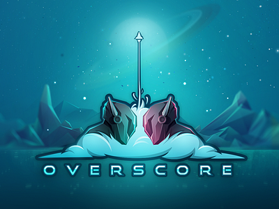 Overscor. Logo design alien astronaut character design futuristic game logo logo design lowpoly pioneers scifi space space game vector