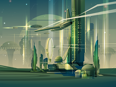 Sci-fi background background banner city illustration cityscape futuristic illustrator retro scifi scifiart vector