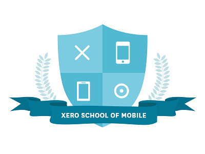 Xero School Of Mobile blue crest development emblem flat illustration logo mobile school shield xero