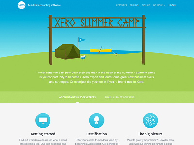 Summer Camp landing page camp canoe icons illustration landing page responsive summer summer camp tent web design xero