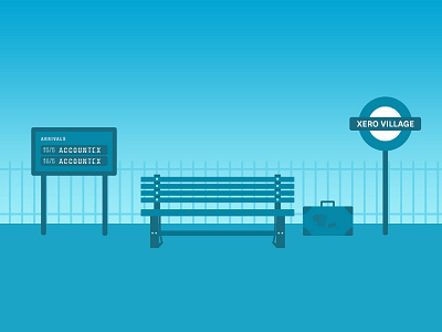 Accountex conference header illustration blue conference illustration platform station train xero