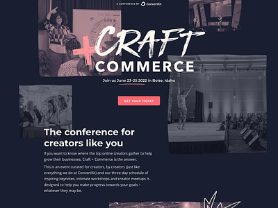 Craft + Commerce 2022 conference website conference website event landing page event website landing page marketing design web design