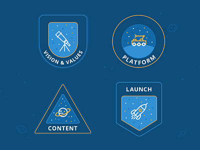 Mission Patches branding course icon design illustration mission patch online course space
