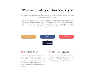 Forms demo - Features page animation features form embed interactive marketing design
