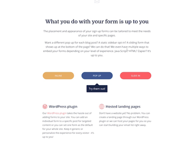 Forms demo - Features page by Charli Prangley for ConvertKit on Dribbble