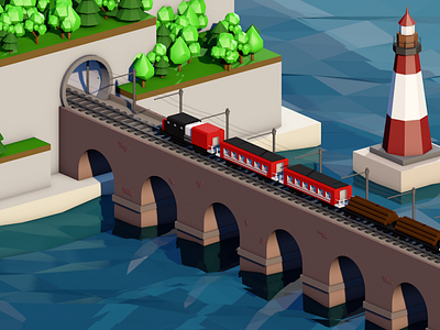 Train on the bridge