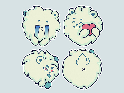 Shaggy stickers character cloud flat fluffy graphics illustration lamb puppy shaggy