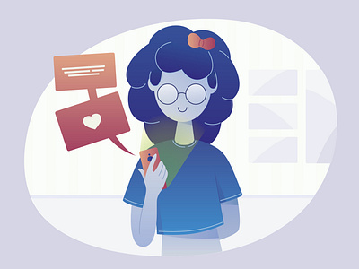 Teen girl with smartphone character flat girl illustration message smartphone