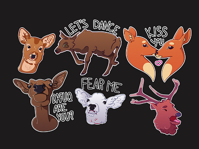Very cute stickers with deers deer deers graphics illustration stickers vector