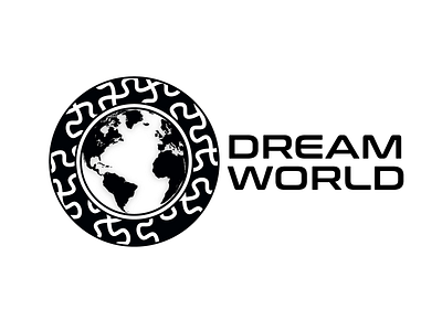 Mono version of the logo for the company "Dream World" branding design illustration logo