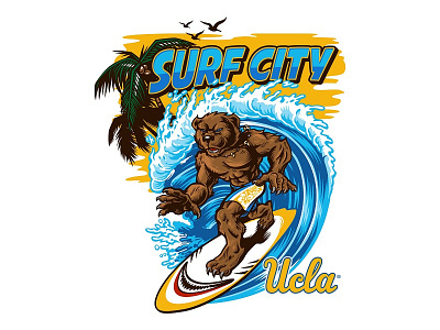 Ucla Bear Surf bear ilustrastion sport surf surfing ucla vector vectordirector