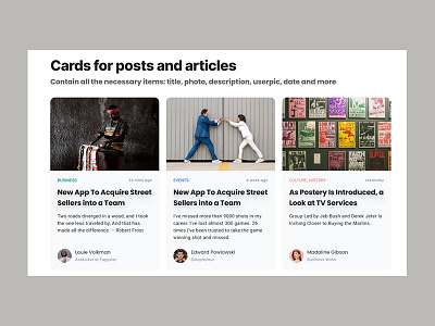 Cards for posts and articles design