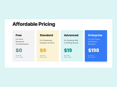 Pricing for website