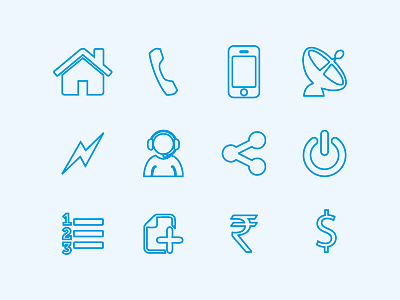 Set of web Icons eps home icons mobile phone power psd share web