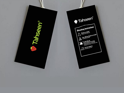 Tahseen Logo design black design green label logo strawberry tags