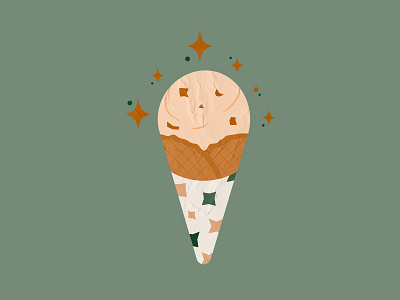 Ice Dream dessert gold green ice cream illo illustration simple sweets vector