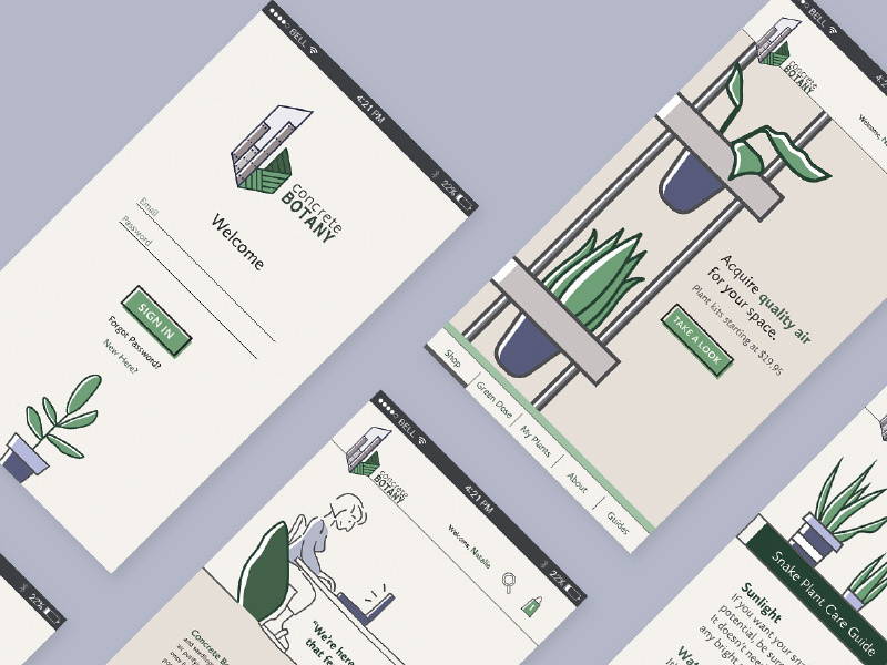 Concrete Botany Mobile App UI illustration design graphic design user interface ui