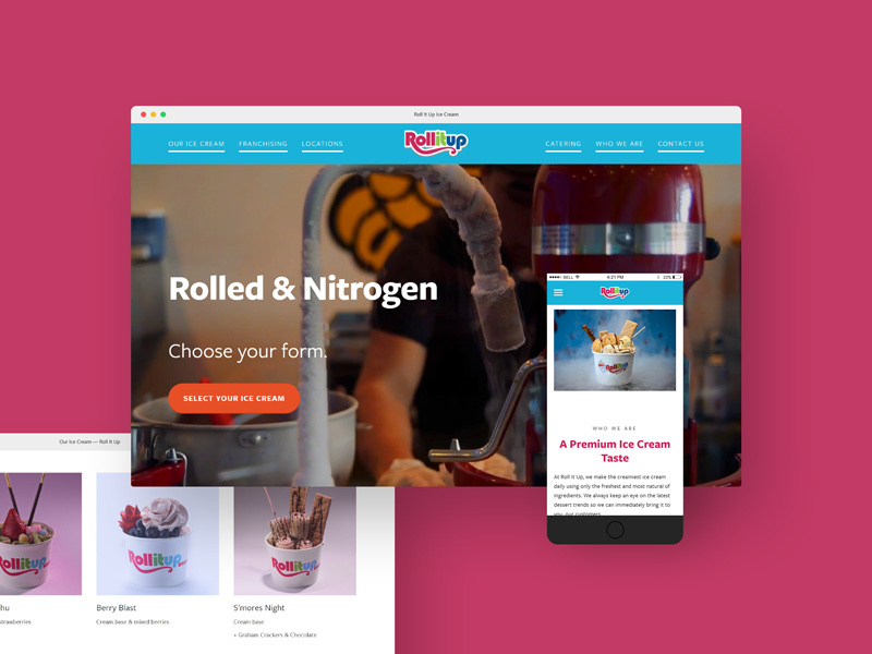 Roll It Up Ice Cream: Website Redesign visual design ice cream confections user interface ui website web web design