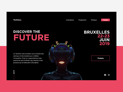 Techtour 2019 🤖| A fictional event design event futur julien hardy minimal minimalist photoshop robot simple ui ux web webdesign webpage website
