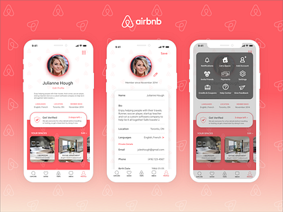 Airbnb User Profile adobe adobexd airbnb app dailyui006 dailyuichallenge profile ui uidesign userprofile ux uxdesign
