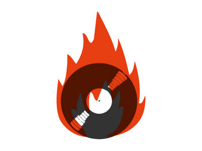 Logo ai black design fire graphic illustrator independent logo music orange recording studio vector vinyl white