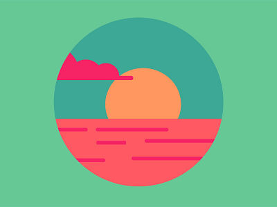 Sunset colourful flat icons illustration