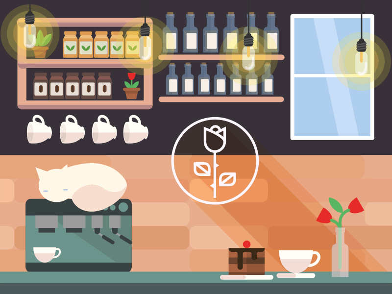Coffee Shop Inside cafe cat cats coffee coffee shop gif gif animation rose hack shop