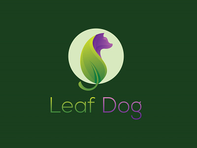 Leaf dog logo. Nature dog dog dog icon dog logo training dog logo