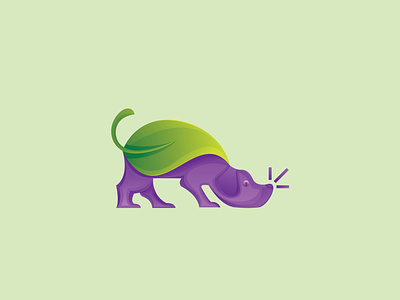 Leaf dog logo. Nature dog