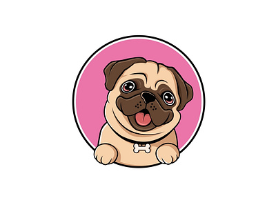 pug dogs logo design template